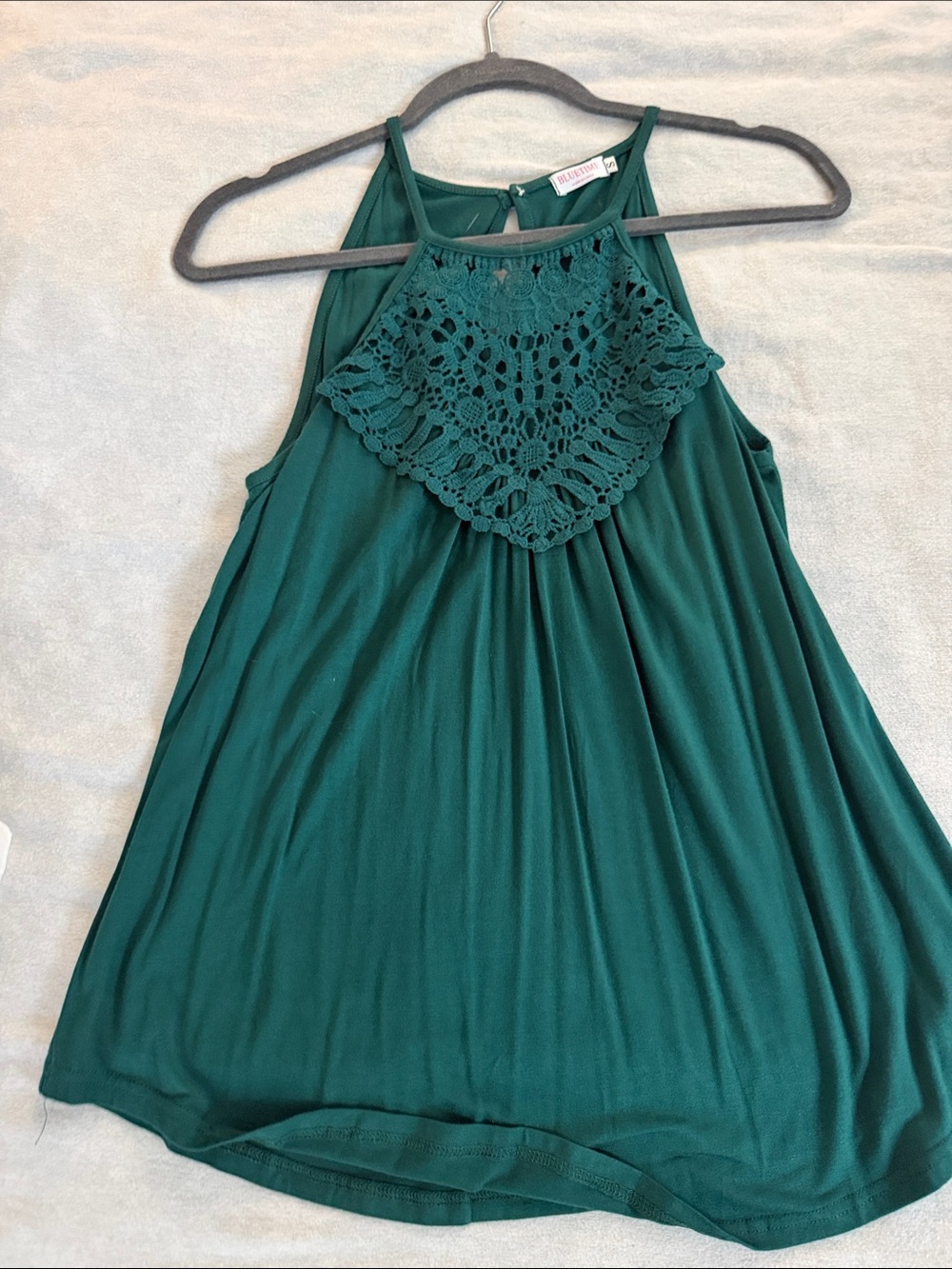 Rue21 Teal Green Crochet Yoke Halter Tank